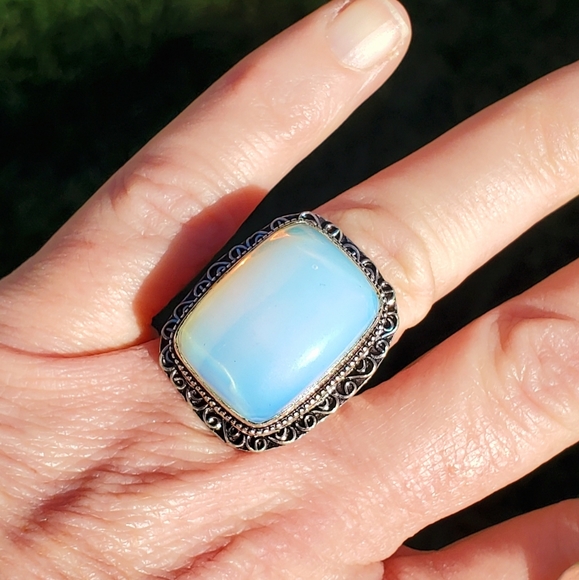 New Opal Opalite 925 Silver Statement Ring. - Picture 14 of 16